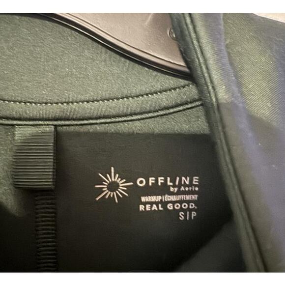 OFFLINE by Aerie Warm Up Quarter Zip Forest Green Size Small - Picture 4 of 4